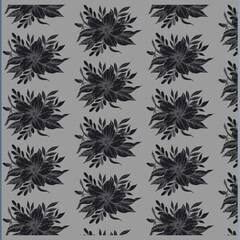black and white seamless flower pattern