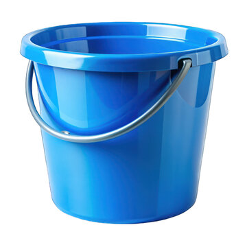 Plastic blue bucket isolated on transparent background