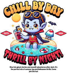 Chill By Day Thrill By Night - Halloween Horror Graphic T-Shirt Design