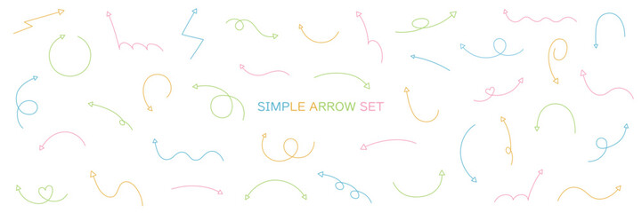 シンプルな矢印のベクターイラストセット　アイコン　やじるし　手書き