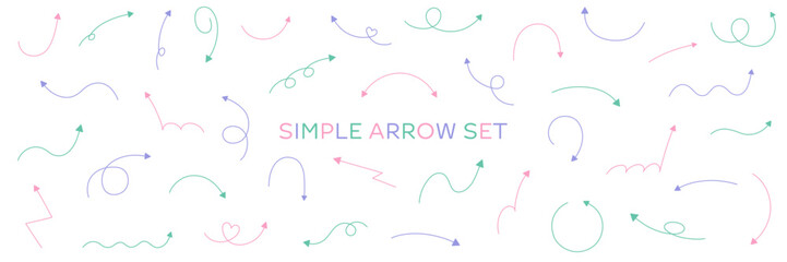 シンプルな矢印のベクターイラストセット　アイコン　やじるし　手書き