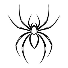 A black outline spider for a tattoo logo icon symbol drawing page prints media design