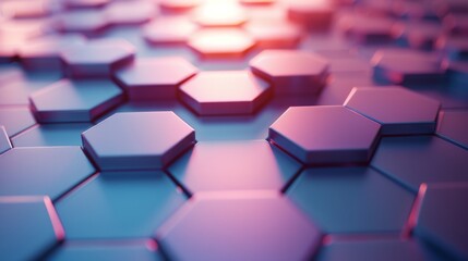 Fototapeta premium Hexagonal Grids - Create a 3D background with hexagonal grids and depth variations