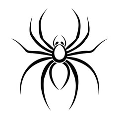 A black outline spider for a tattoo logo icon symbol drawing page prints media design