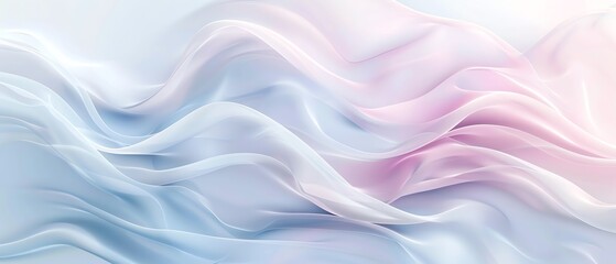 Obraz premium Smooth pastel waves in blue and pink, creating a serene abstract design