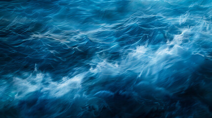The deep blue sea at the time of the storm can be seen from under the water. Abstract wave blur under water