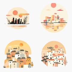 Obraz premium The four images are all of different cities