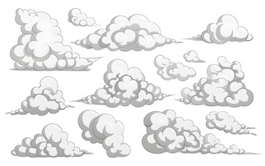 Cute and Simple Cartoon Clouds and Smoke.