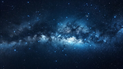 Naklejka premium Panoramic astrophotography of visible Milky Way galaxy. Stars, nebula and stardust at night sky