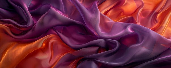 Obraz premium Vibrant silk fabric in purple and orange