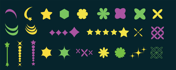 set of y2k shape. vector illustration