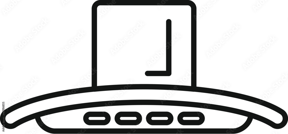 Poster line icon of an extractor hood removing steam with buttons to control the fan speed