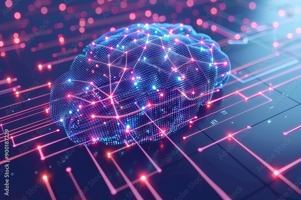 Aufkleber digital brain with neural network