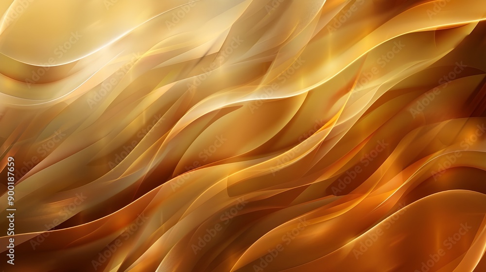 Poster Waves and stripes on an abstract, golden brown vector background.