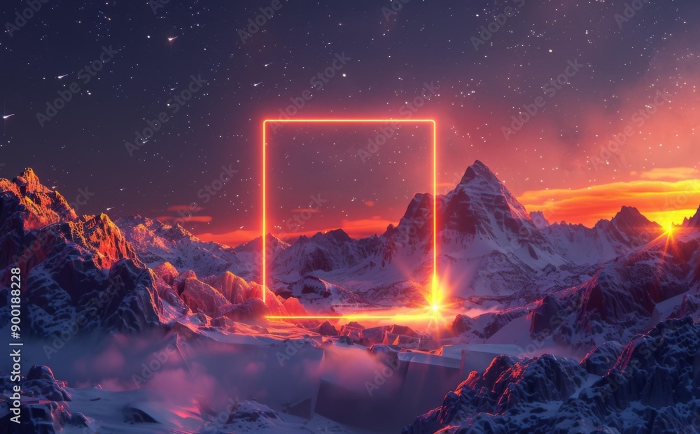Canvas Prints a frame in the middle of a snowy mountain. ai.
