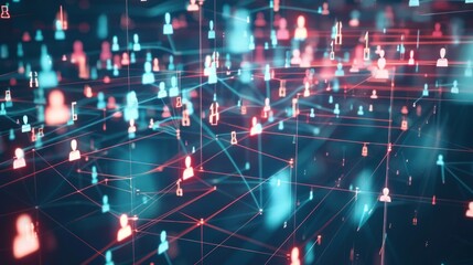 Obraz premium Glowing Fiber Optics Connection with Global Network and Digital Data Patterns