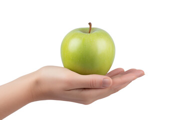 Hand Holding a Green Apple Isolated on Transparent Background