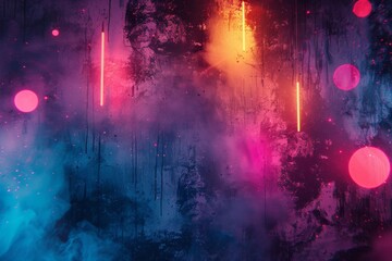Naklejka premium Abstract Neon Glowing Lights on a Grungy Wall