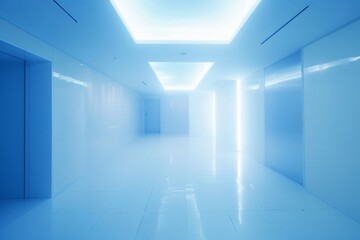 Obraz premium meeting room, white and bright with a blue spotlight