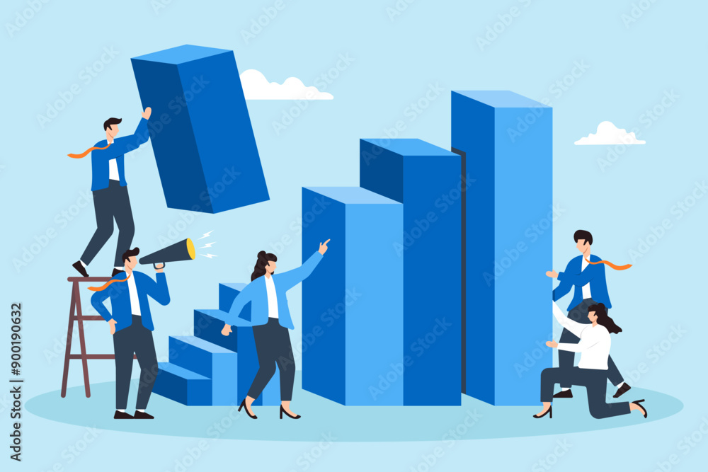 Poster incremental sales growth, step-by-step strategy development, data-driven progress, achieving busines