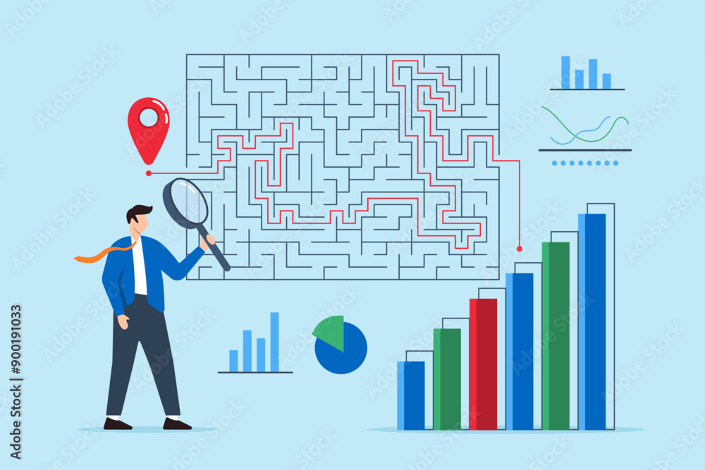 Aufkleber solving complex market problems, strategic thinking, analytical problem-solving, business challenges