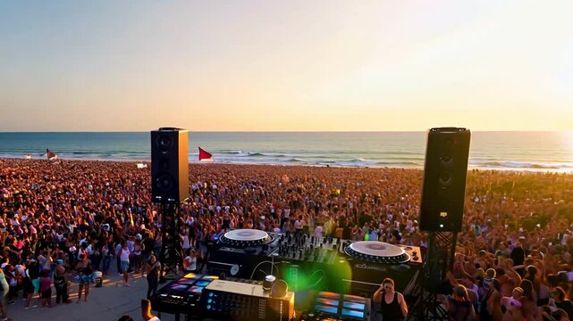 DJ mixing outside during a beach party event