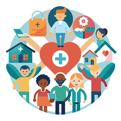 Community care, Community help, Community Health concept vector use for various. 