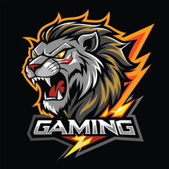 Fototapeta premium Lion Roaring Gaming Vector Logo