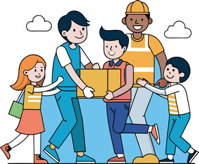 Community care, community help concept vector use for various. 