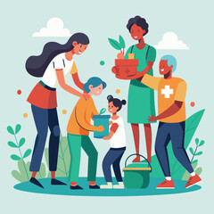 Community care, community help concept vector use for various. 