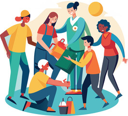 Community care, community help concept vector use for various. 