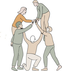 A group of people standing around each other, community care, community help concept, use for various. 