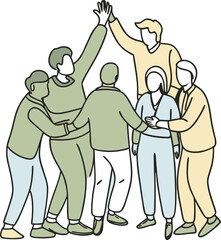 A group of people standing next to each other. community care, community help concept, use for various. 