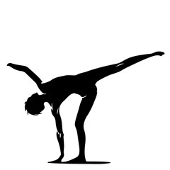 Silhouette of a woman in Yoga Balance Pose 