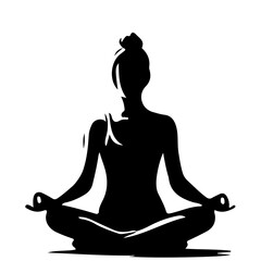 Silhouette of a Woman Meditating in Lotus Pose 