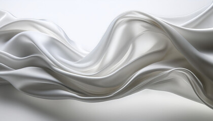 Obraz premium A close-up of flowing white silk fabric, showcasing its smooth texture and elegant drape, perfect for textile design inspiration and luxury fabric photography.