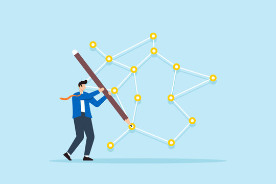 recommend clip art: Connecting market insights, data-driven vision, strategic planning, comprehensive analysis concept vector illustration. Business analysts drawing constellation dot with data points