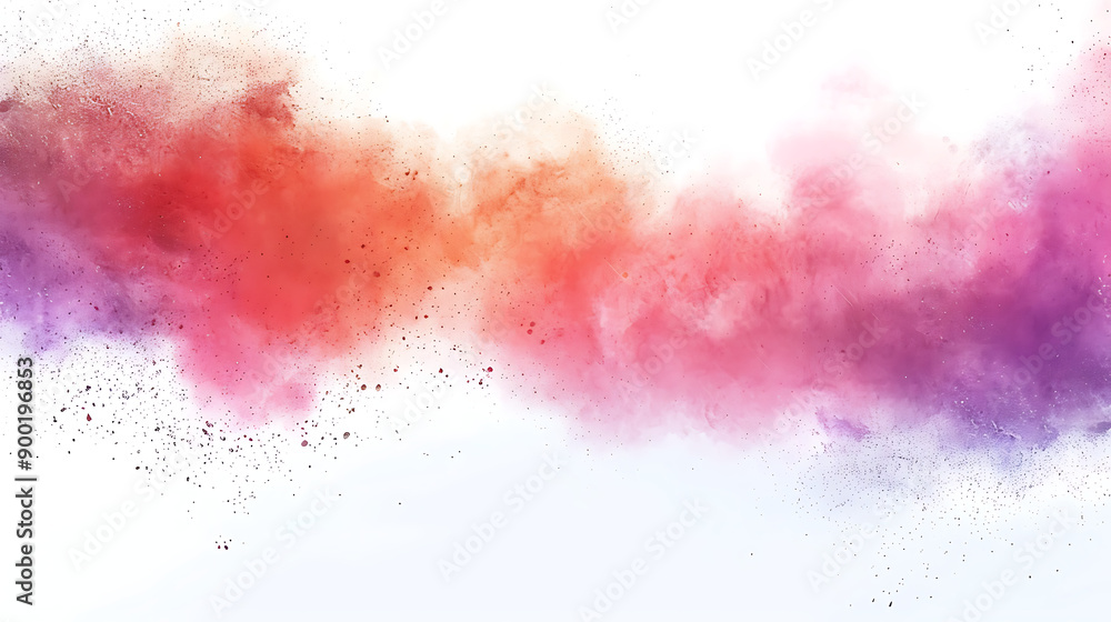 Poster abstract multicolored powder splatted on white background,Freeze motion of color powder exploding