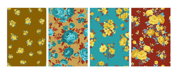 Seamless pattern with vintage roses for summer dress fabrics