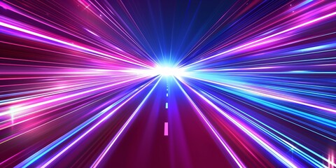 Obraz premium Futuristic abstract background with neon lines and speed lines.