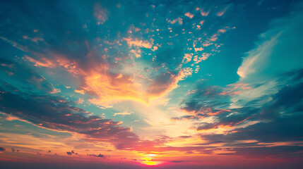 Fototapeta premium Background of colorful sky concept: Dramatic sunset with twilight color sky and clouds