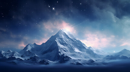 snow mountain nebula sky night summer