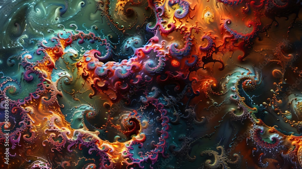 Poster vibrant abstract swirl of colors and patterns, evoking depth and motion in a stunning visual experie