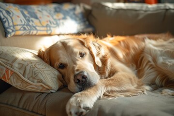 Obraz premium Golden Retriever in a luxurious setting, emphasizing the breed's elegance and charm