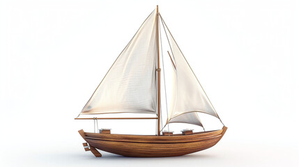 Obraz premium Classic wooden sailboat with a single mast and white sails.
