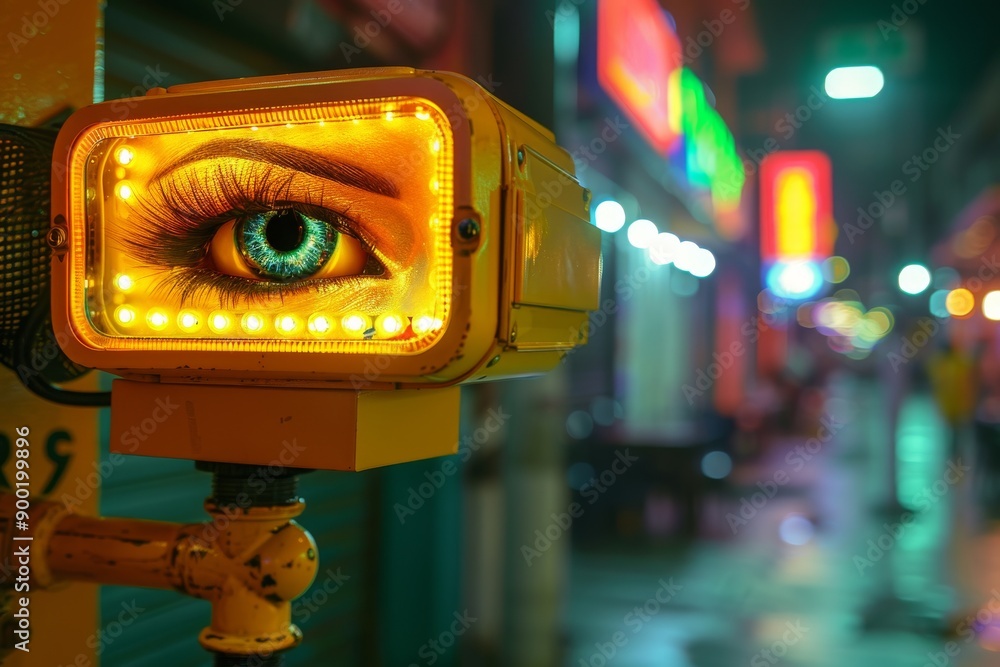 Poster digital eye in a high tech setting symbolizing the fusion of technology and human vision in modern s