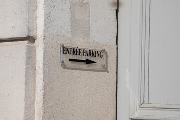 parking car road panel signage and arrow sign access entrance