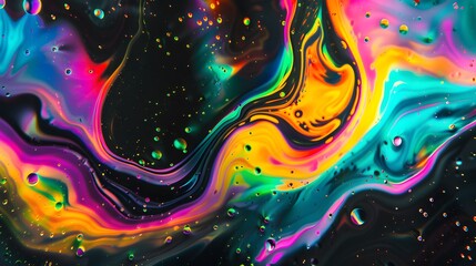 noctilucent opalescence, neon glow in the dark ink splatter, fluid organic shapes, colorful iridescence and opaline effect