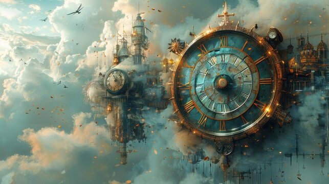 Craft an old engraving style illustration of a steampunk time machine, with intricate details and crosshatching techniques