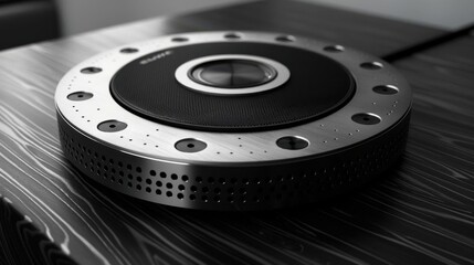Create a chrome effect design for a high-end audio equipment brand